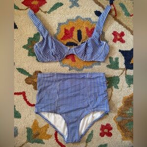 Urban Outfitters Blue and White Gingham Bikini